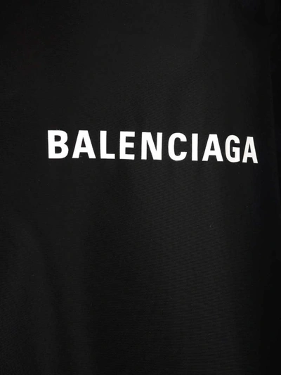 Shop Balenciaga Logo Print Rain Jacket In Black