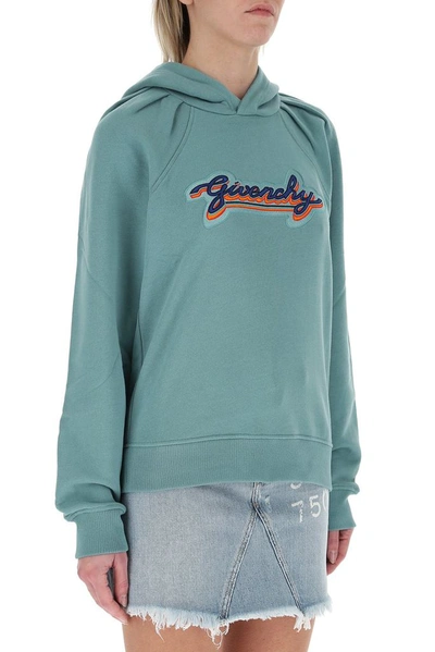 Shop Givenchy Logo Patch Hoodie In Blue