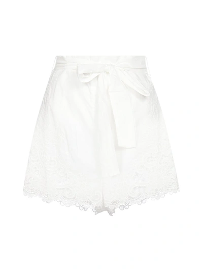 Shop Zimmermann Lulu Scallop Shorts In White