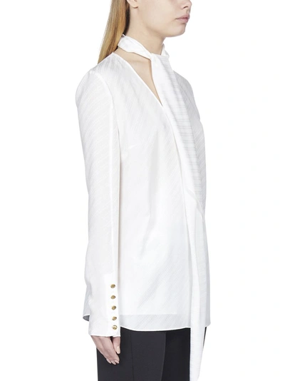 Shop Givenchy Chain Pattern Pussybow Blouse In White
