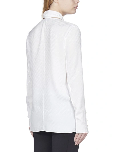 Shop Givenchy Chain Pattern Pussybow Blouse In White