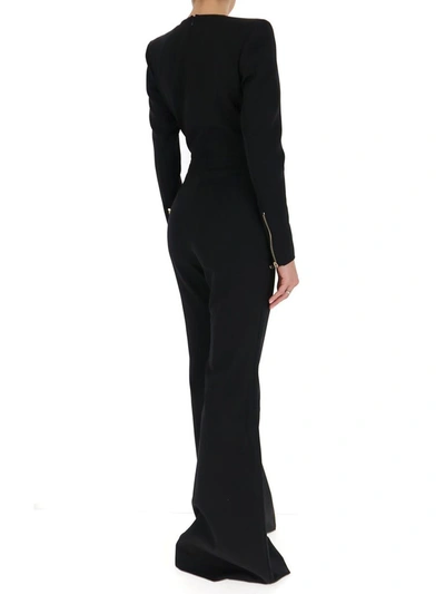 Shop Balmain Tailored Flared Jumpsuit In Black