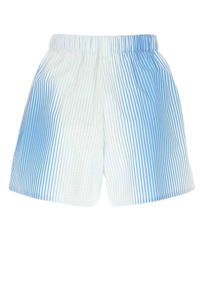 Shop Prada Logo Print Striped Shorts In Multi