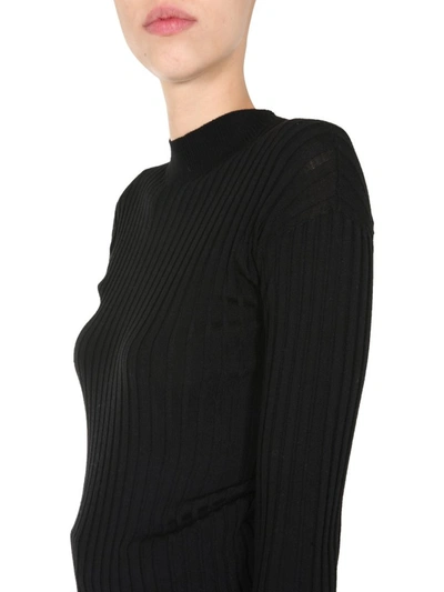 Shop Bottega Veneta Ribbed Knit Sweater In Black