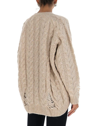 Shop Stella Mccartney Cable Knit Cardigan In Beige