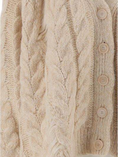 Shop Stella Mccartney Cable Knit Cardigan In Beige