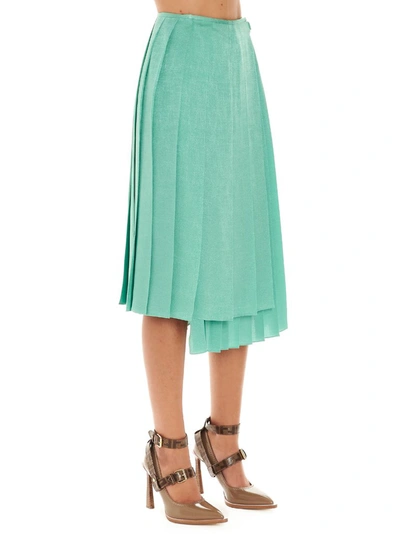 Shop Fendi Pleated Asymmetric Skirt In Green