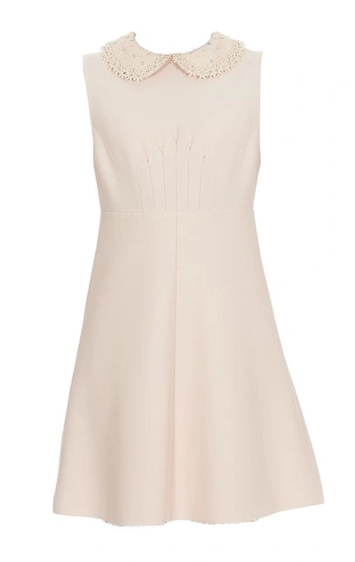 Shop Miu Miu Collar Embellished Mini Dress In Pink