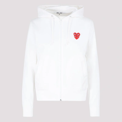 Shop Comme Des Garçons Play Logo Patch Zipped Jacket In White