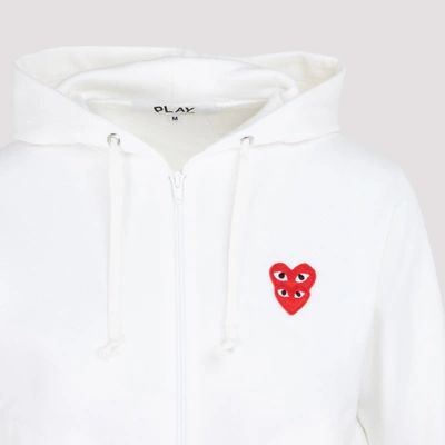 Shop Comme Des Garçons Play Logo Patch Zipped Jacket In White
