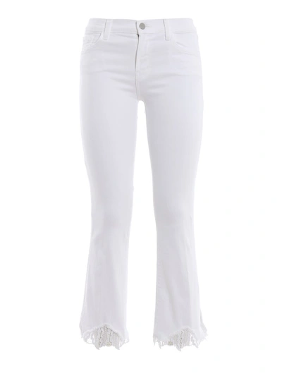 Shop J Brand Selena Lace Trimmed Jeans In White