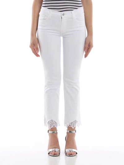 Shop J Brand Selena Lace Trimmed Jeans In White