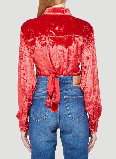 Shop Y/project Velvet Shirt Bodysuit In Red