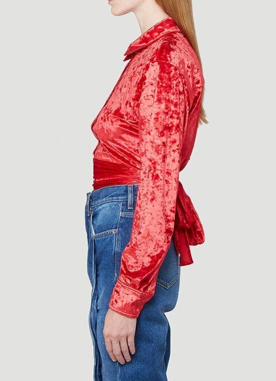 Shop Y/project Velvet Shirt Bodysuit In Red