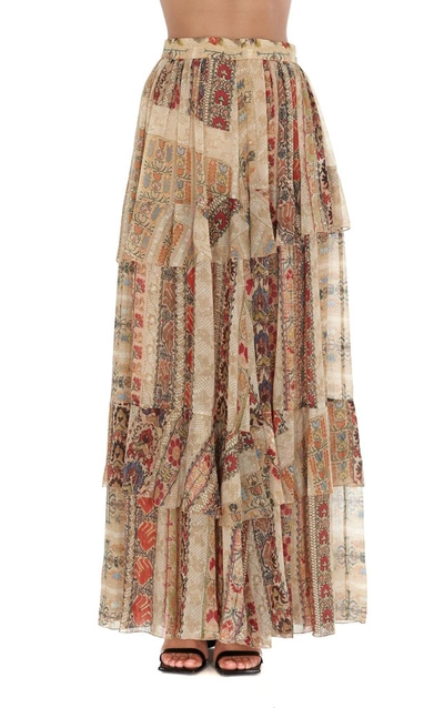 Shop Etro Jacquard Tier Maxi Skirt In Multi