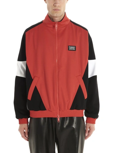 Shop Burberry Logo Patch Track Jacket In Red