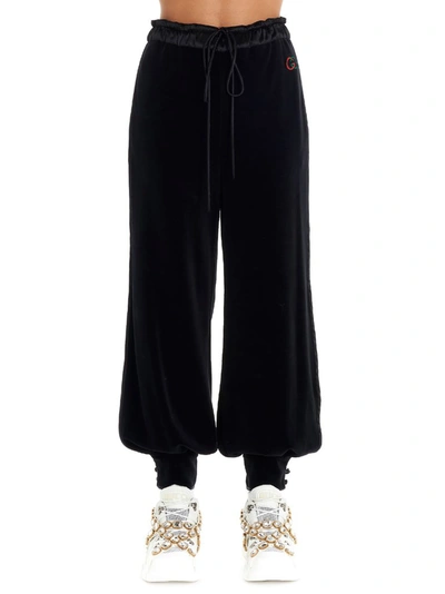 Shop Gucci Chenille Logo Track Pants In Black