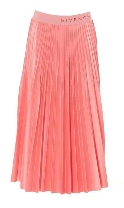 Shop Givenchy Logo Trim Pleated Skirt In Pink