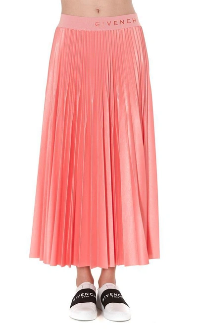 Shop Givenchy Logo Trim Pleated Skirt In Pink