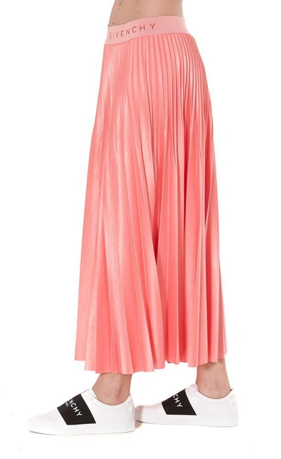 Shop Givenchy Logo Trim Pleated Skirt In Pink