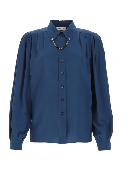 Shop Givenchy Chain Detail Shirt In Blue