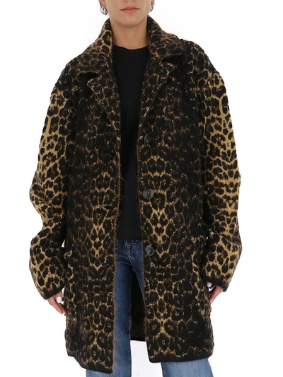 Shop Saint Laurent Leopard Patterned Coat In Multi