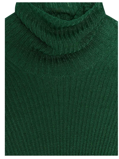 Shop Balenciaga Turtleneck Knit Maxi Dress In Green