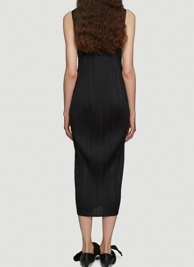 Shop Issey Miyake Pleats Please By  Pleated Sleeveless Dress In Black