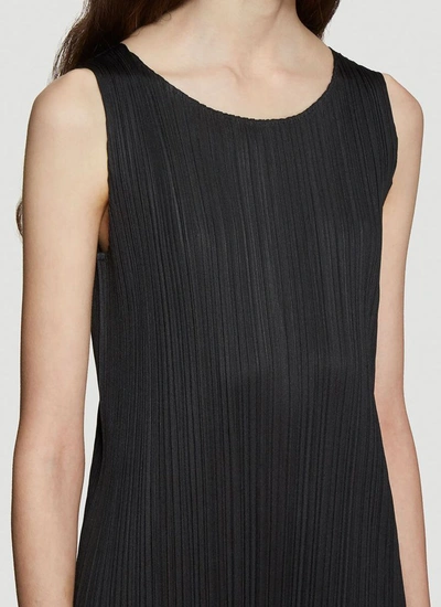 Shop Issey Miyake Pleats Please By  Pleated Sleeveless Dress In Black