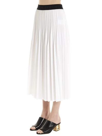 Shop Givenchy Logo Trim Pleated Skirt In White