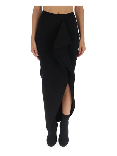 Shop Rick Owens Grace Draped Maxi Skirt In Black