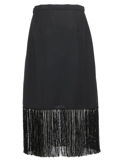 Shop Burberry Fringed A In Black
