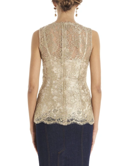 Shop Dolce & Gabbana Lace Sleeveless Top In Gold