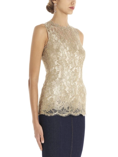 Shop Dolce & Gabbana Lace Sleeveless Top In Gold