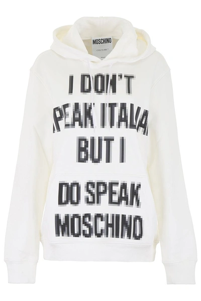 Shop Moschino Pixelated Text Sweater In White