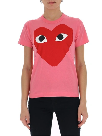 Shop Comme Des Garçons Play Heart Print T In Pink