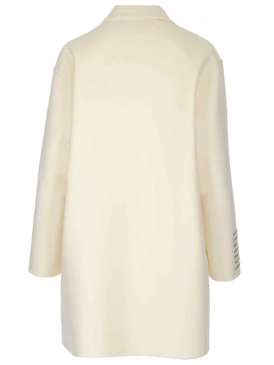 Shop Valentino Embroidered Poem Coat In White