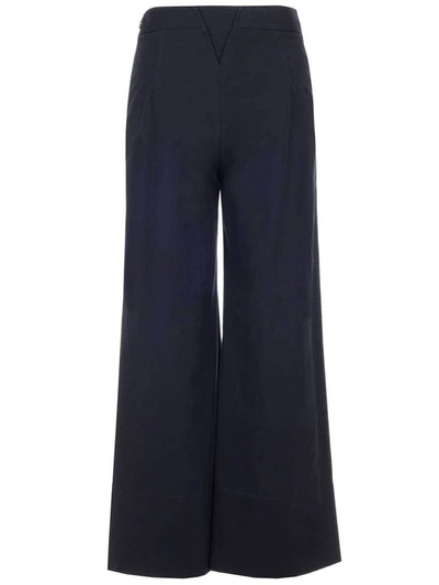 Shop Chloé Flared Side Button Trousers In Blue