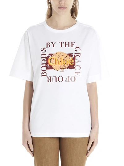 Shop Chloé Logo Print T In White