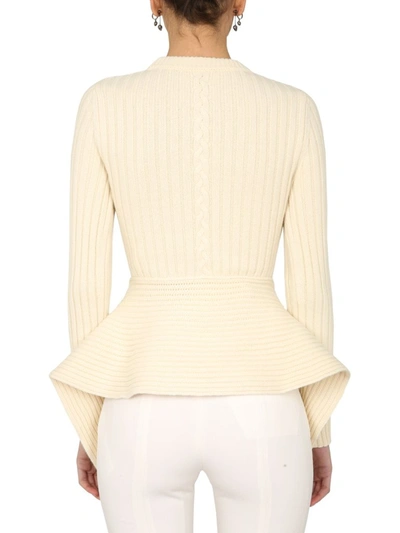 Shop Alexander Mcqueen Peplum Rib Knit Jumper In White