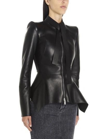 Shop Dsquared2 Pussybow Peplum Jacket In Black