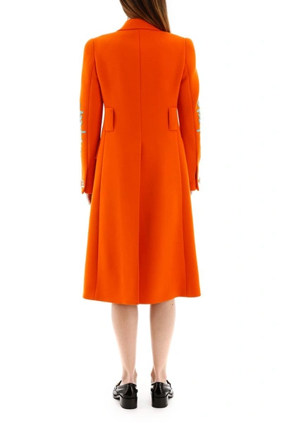 Shop Prada Embellished Tailored Coat In Orange