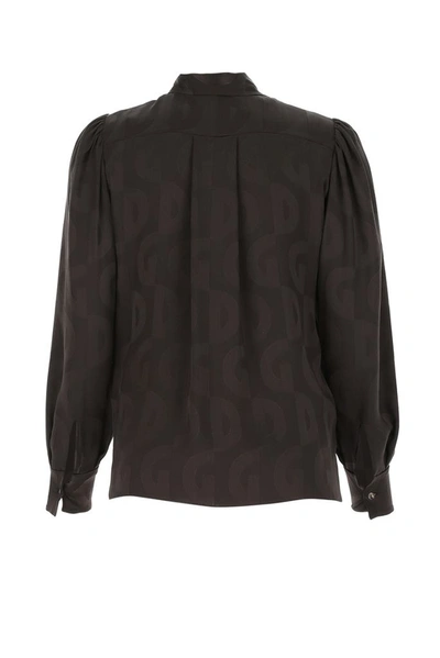 Shop Dolce & Gabbana Pussybow Jacquard Blouse In Brown