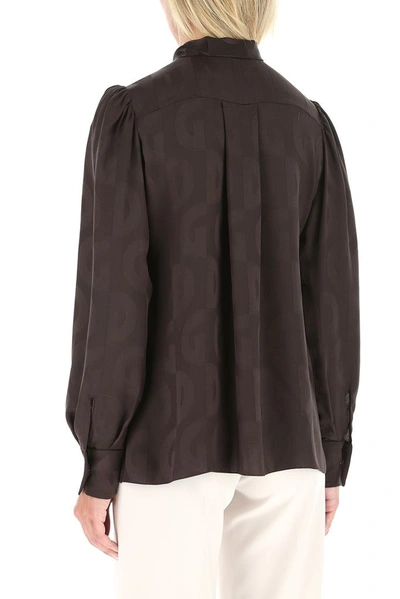 Shop Dolce & Gabbana Pussybow Jacquard Blouse In Brown