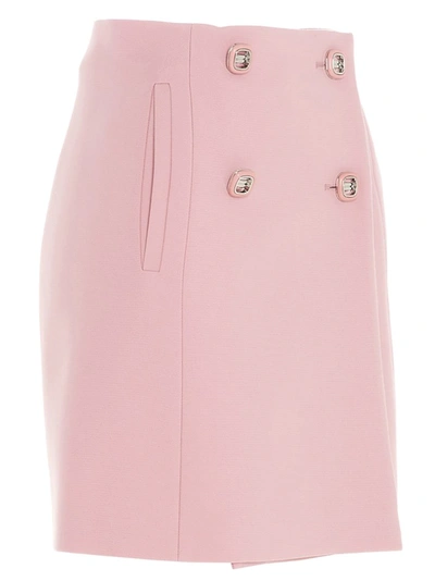 Shop Prada Buttoned Mini Skirt In Pink