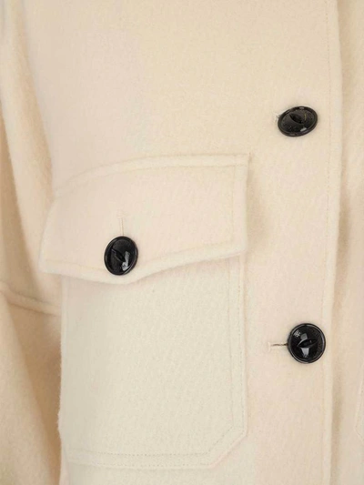 Shop Woolrich Curved Hem Single Breasted Coat In White