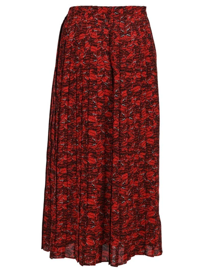 Shop Valentino Le Rouge Print Pleated Skirt In Red