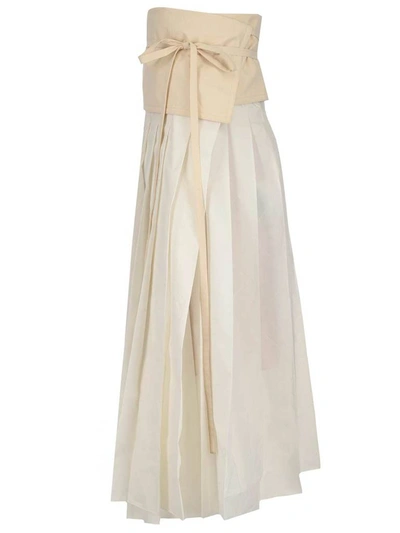Shop Moncler Genius Moncler 1952 Pleated Midi Skirt In White