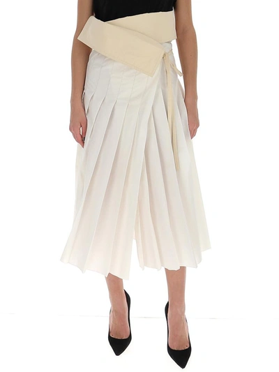 Shop Moncler Genius Moncler 1952 Pleated Midi Skirt In White