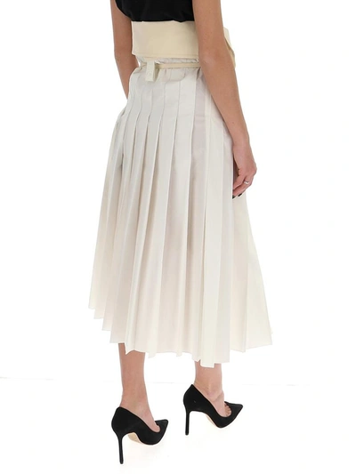 Shop Moncler Genius Moncler 1952 Pleated Midi Skirt In White